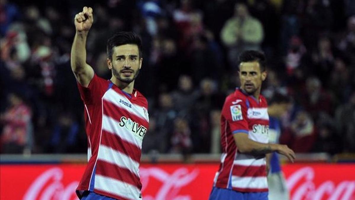 Fran Rico celebra un gol