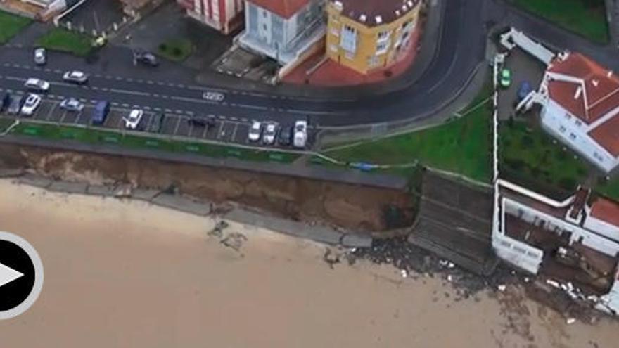 Estragos causados por el temporal en Coruña. / AEROMEDIA