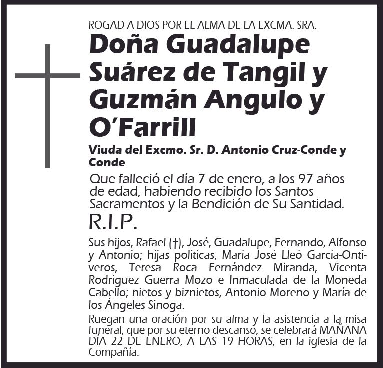 Guadalupe Suárez de Tangil y Guzmán Angulo y O’Farrill