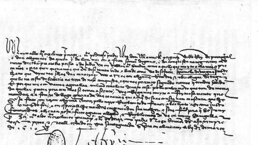 Carta del rey de Portugal donde se queja de Sancho de Vargas. | | C.O.G.