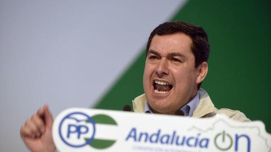 El presidente del PP-A, Juanma Moreno, durante su intervención en la clausura de la Convención del PP andaluz  &#039;Andalucía On&#039; celebrada en Granada.