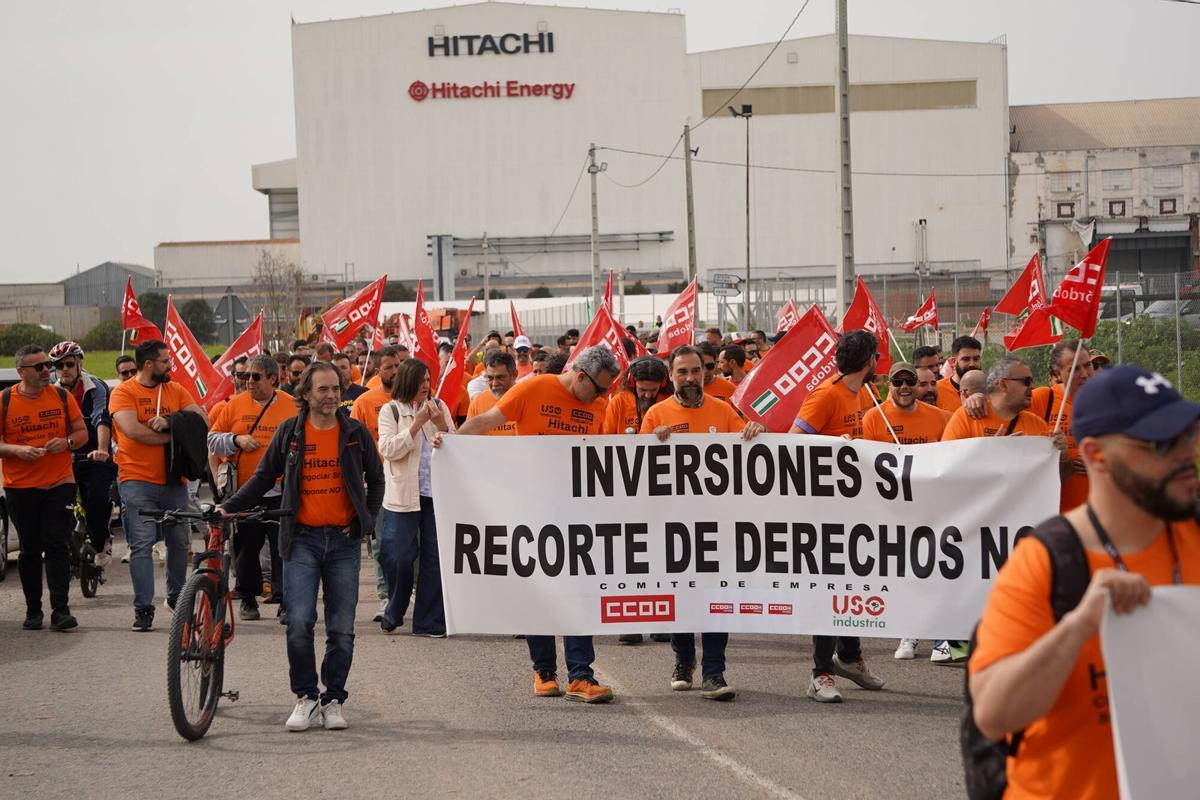 Manifestación de los trabajadores de Hitachi, en una imagen de archivo.