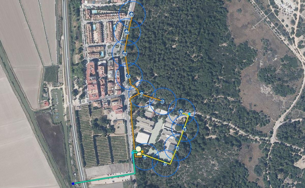 Plano del sistema Sideinfo previsto para el pueblo del Saler