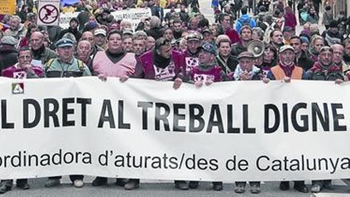 Marcha en defensa del derecho al empleo realizada el año pasado en Barcelona.