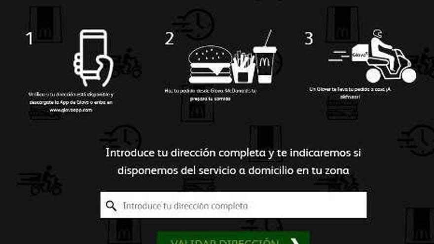 Enlace en la web de McDonald&#039;s al nuevo servicio.