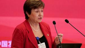 FILE PHOTO: World Bank Chief Executive Officer Kristalina Georgieva speaks at the annual session of China Development Forum (CDF) 2018 at the Diaoyutai State Guesthouse in Beijing, China March 25, 2018. REUTERS/Jason Lee/File Photo