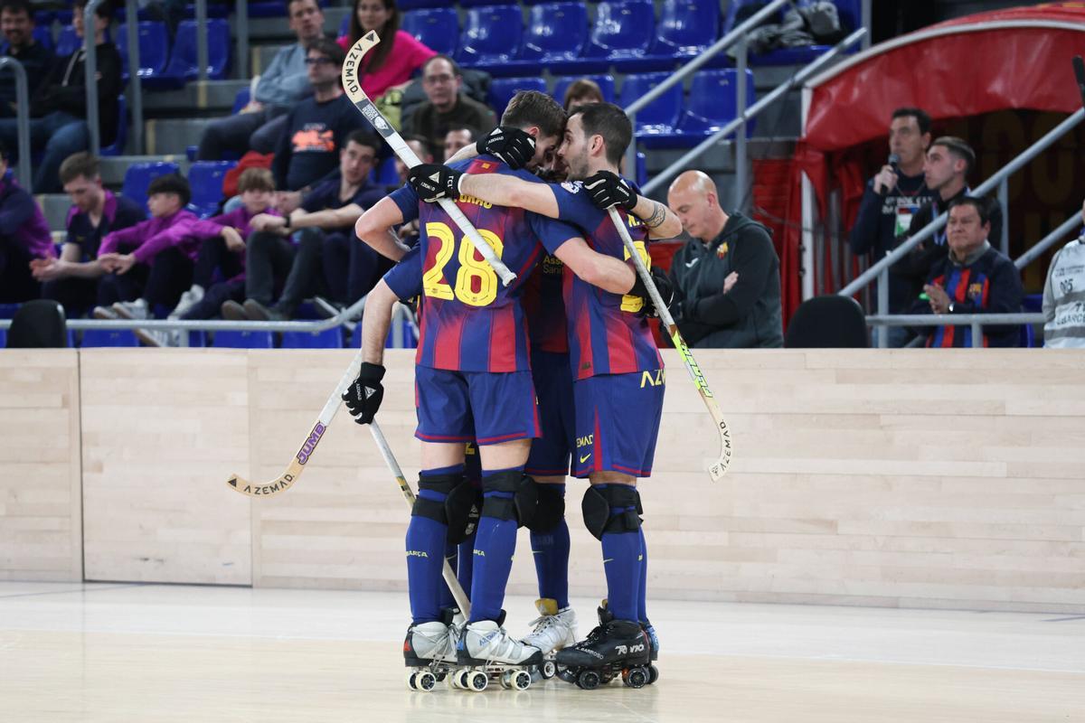 Los azulgranas celebran un gol