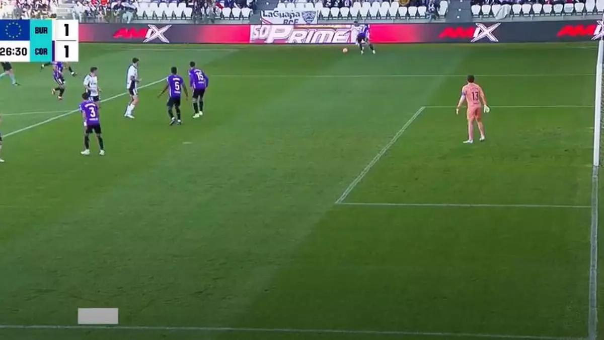 El 1-1 del Burgos en el Burgos 3-2 Córdoba de la jornada 39 de LaLiga Hypermotion