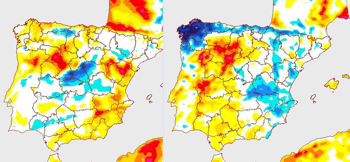 Variación de temperaturas máximas este jueves y viernes en la península