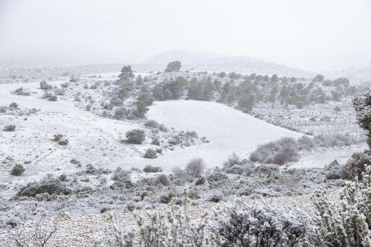 Paisaje nevador entre los municipios de Caravaca y Moratalla.