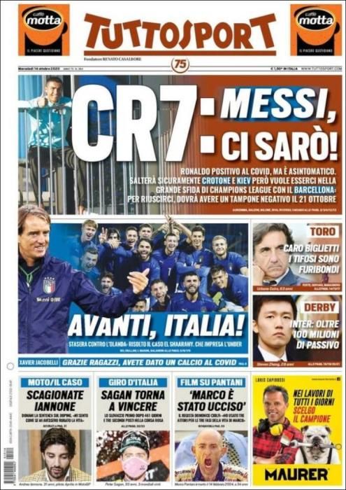 Portada TUTTOSPORT miércoles 14 octubre 2020