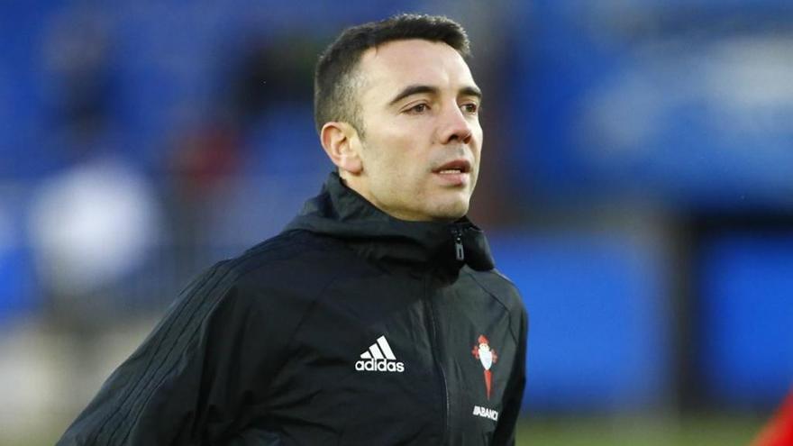 Iago Aspas, durante el calentamiento en Mendizorroza. // LaLiga