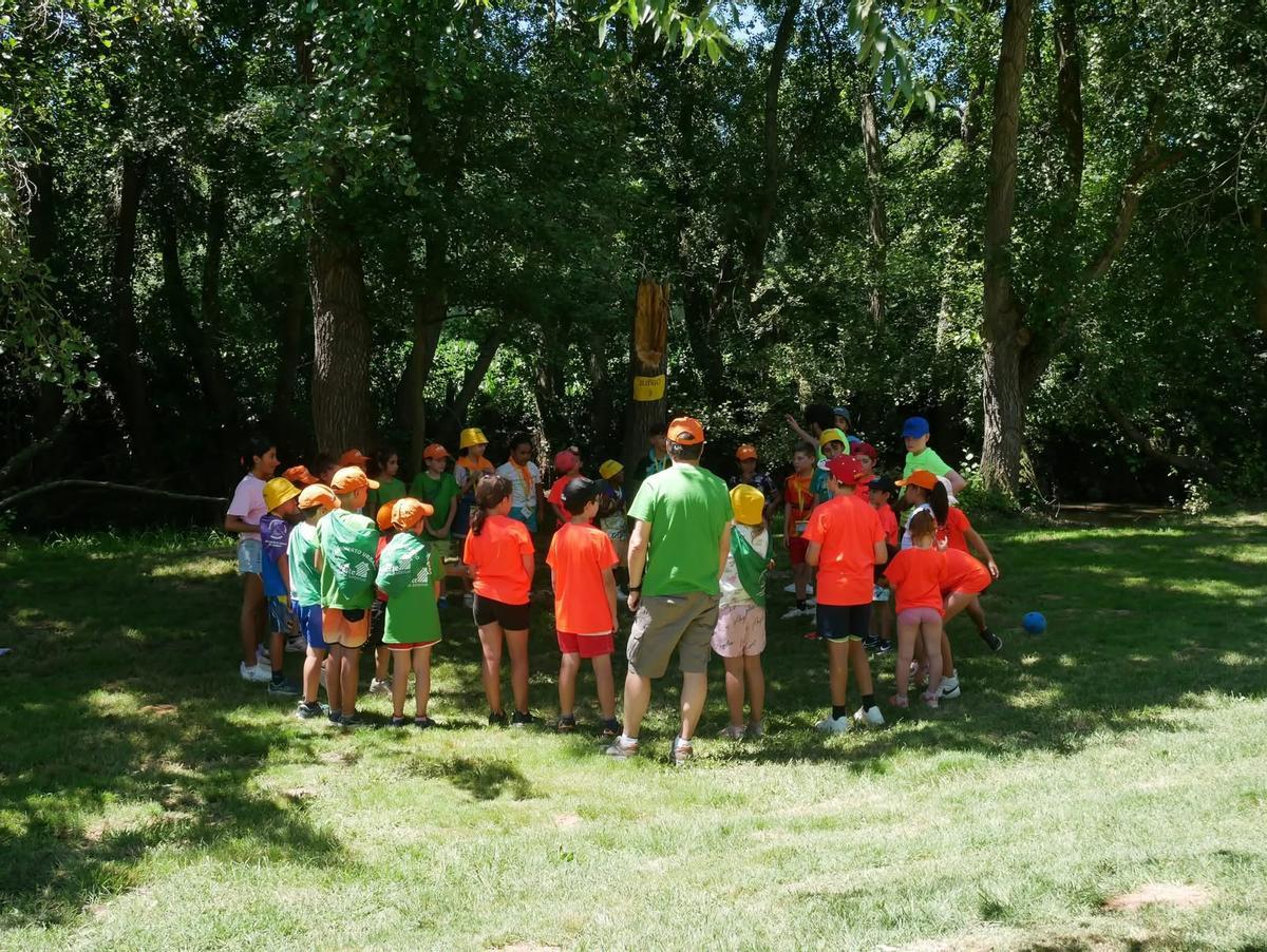 Niños en Burganes en una anterior edición de El Bosco celebrada junto al rio Tera.