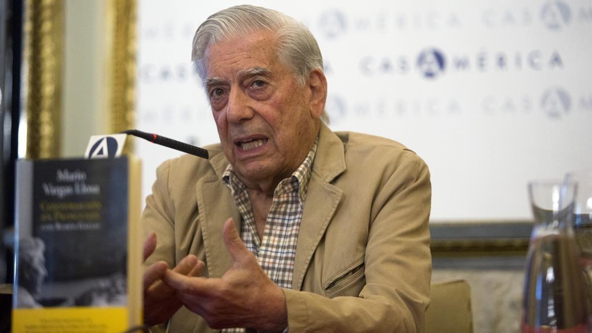 Mario Vargas Llosa, en la presentación del libro 'Conversaciones en Princeton'.