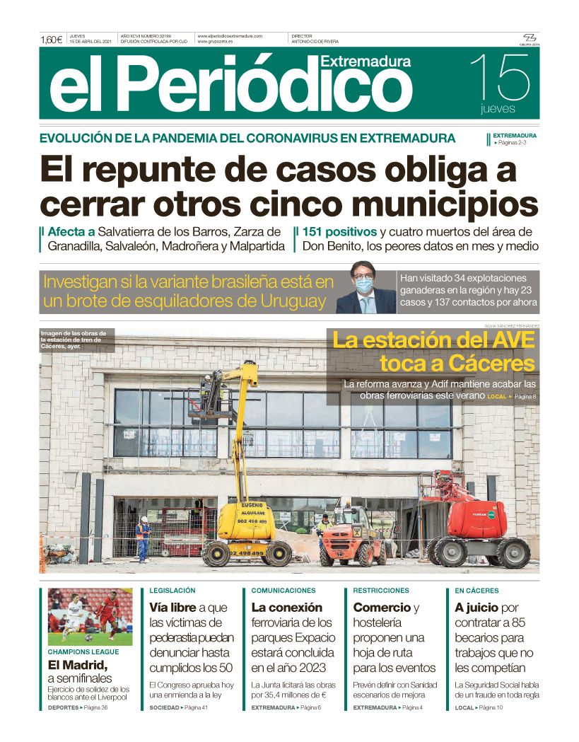 Consulta la portada correspondiente al día 15 de abril del 2021