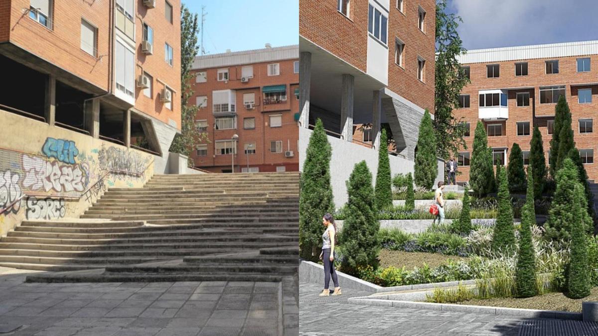 Recreación que muestra el antes y después de las obras en el barrio de San Pascual.