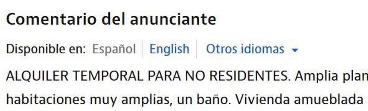 Fragmento del anuncio que se puede encontrar en Idealista