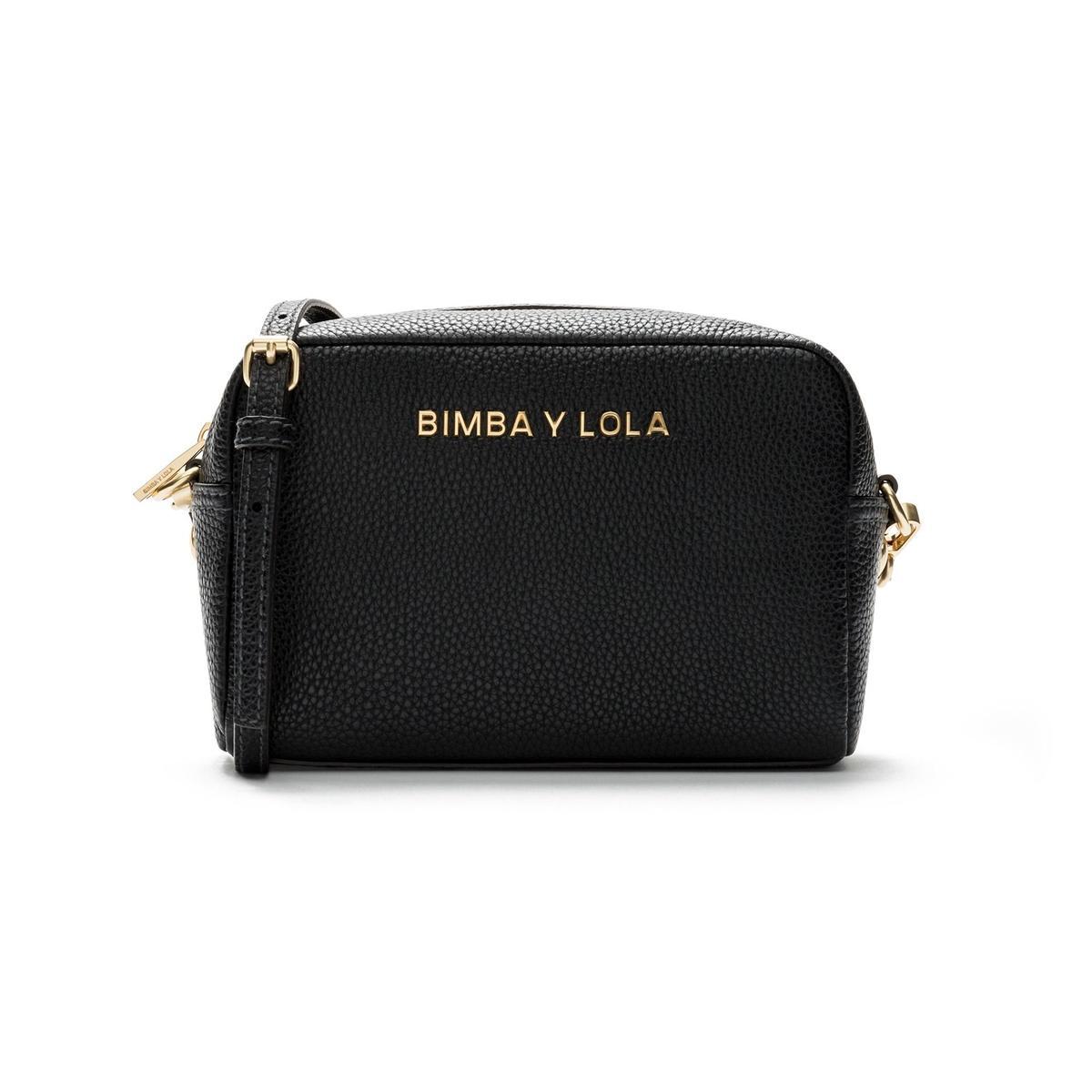 Bolso BIMBA Y LOLA trenzado negro y rosa