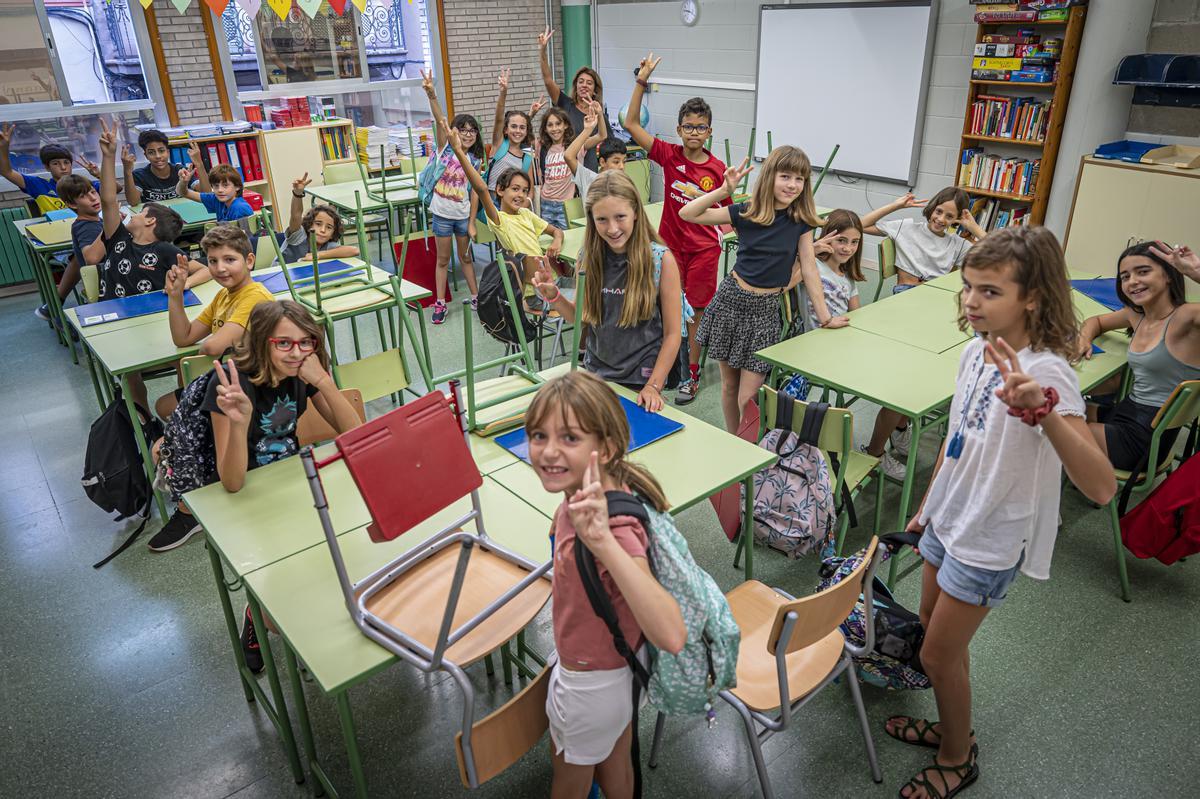 Vuelta a las aulas en el CEIP Pau Casals de Gràcia, en Barcelona.