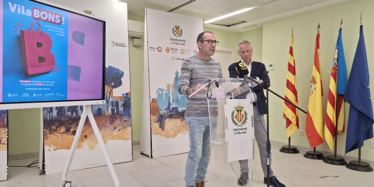 El regidor de Comer´, Xus Madrigal; i el tècnic de l'Agència de Desenvolupament Local, Lluís Juan, han presentat la campanya de Vilabons d'enguany.
