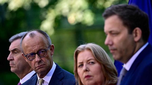 El líder de la CSU, Markus Söder, el canceller Friedrich Merz, la ministra de Treball Baerbel Bas, i el vicecanceller Lars Klingbeil, aquest dijous durant la presentació de les reformes.