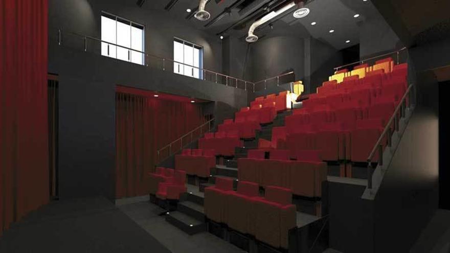 Imagen virtual del teatro que se instalará en la planta baja del edificio.