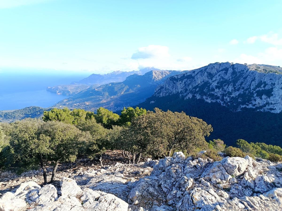 Imagen de la costa central de la Serra de Tramuntana desde el camino de s'Arxiduc, en Valldemossa.