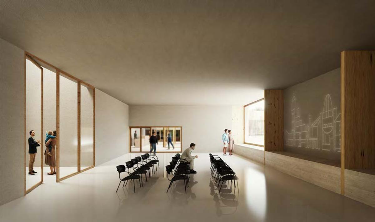 Vista virtual do interior do futuro centro carballés.