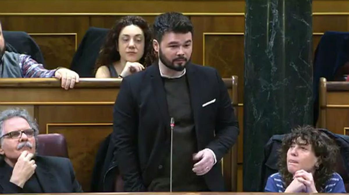 Rufián pregunta a Rajoy sobre la judicialització del procés sobiranista.