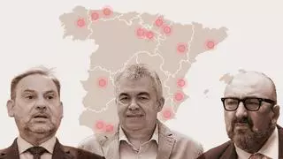 El mapa de la corrupción: las 18 adjudicaciones donde mediaron Ábalos, Koldo y Santos Cerdán