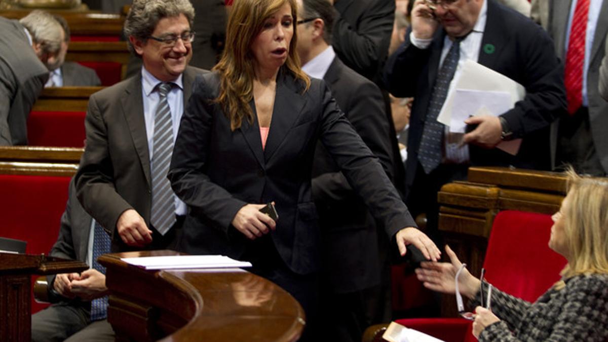 Alicia Sanchez Camacho y Joana Ortega, en el Parlament.