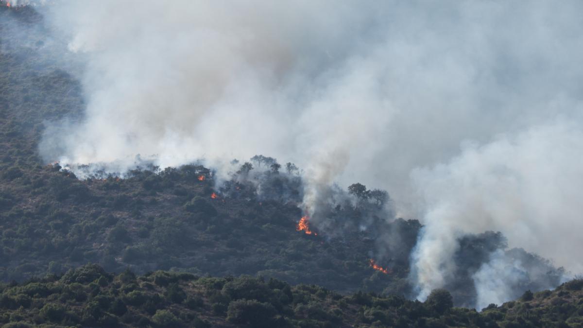 La llamas avanzan en el incendio de Artesa de Segre, este sábado.
