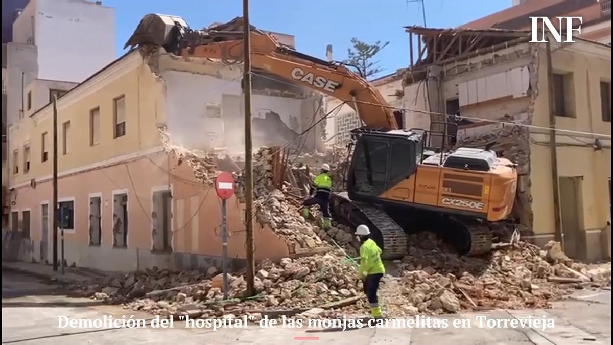 Demolición del antiguo hospital y parvulario de las monjas carmelitas en Torrevieja para construir un edificio municipal