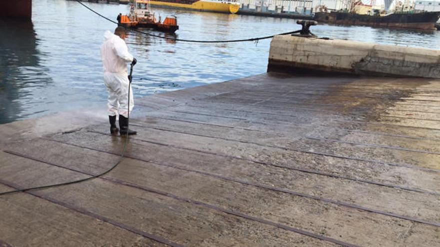 El Puerto recoge 40 toneladas de residuos por el vertido del pesquero