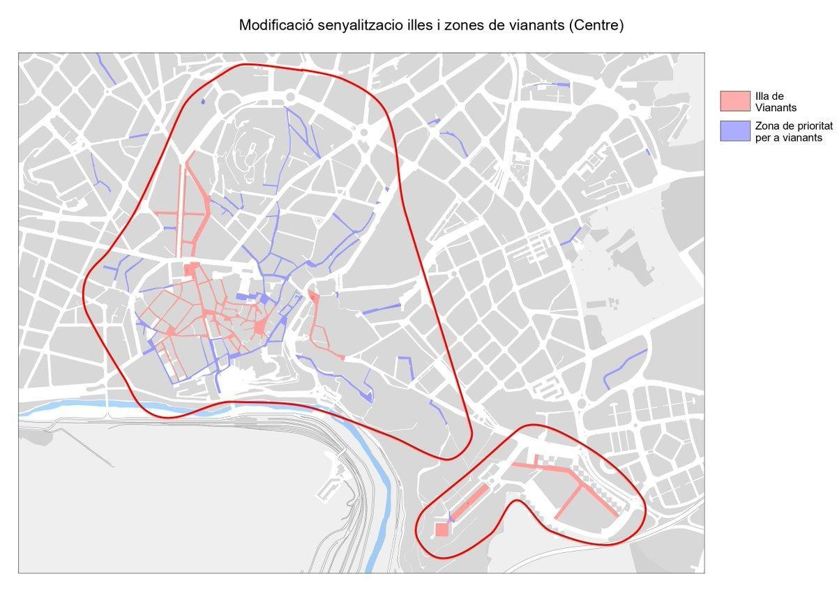 Illa de vianants i zones de prioritat per a vianants