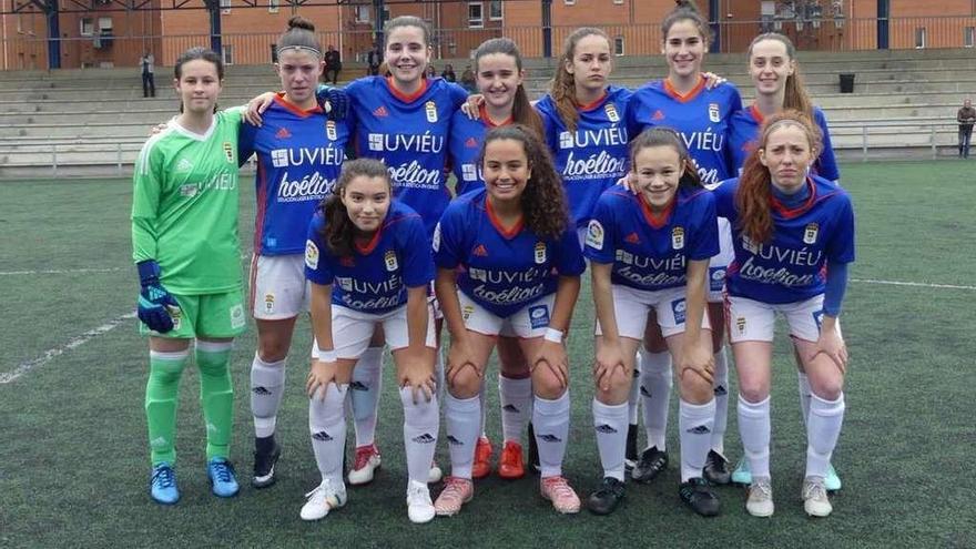 El once del Real Oviedo B que logró el triunfo ante el Tapia en el último encuentro de Liga.