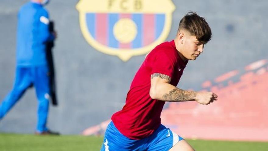 Arnau Solà, durante un entrenamiento con el Barça