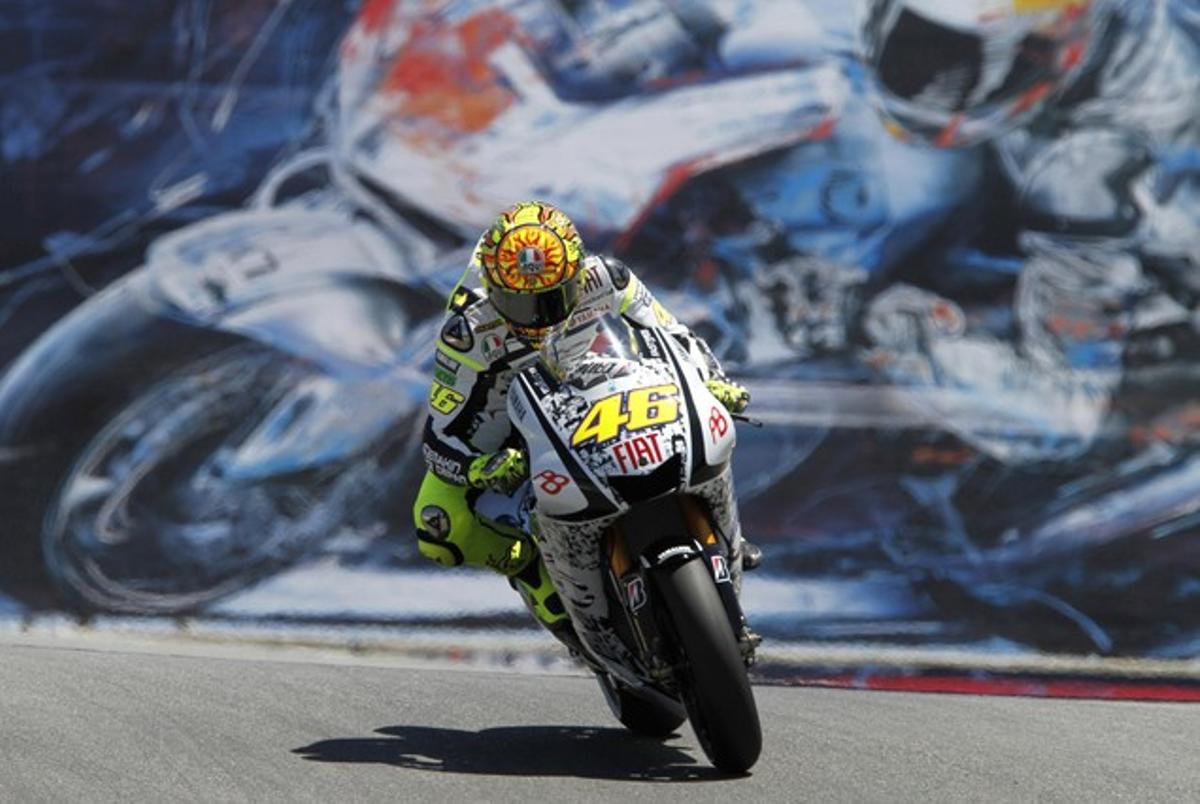 Valentino Rossi, ahir, durant la primera sessió d’entrenaments lliures a la pista de Laguna Seca.