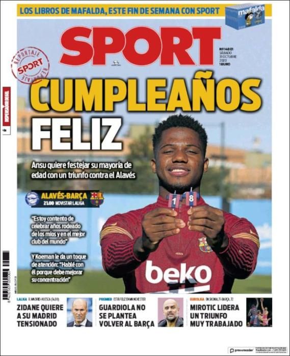 Portada SPORT sábado 31 octubre 2020