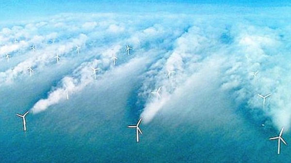 Aerogeneradores sobre el mar del Norte en Dinamarca.