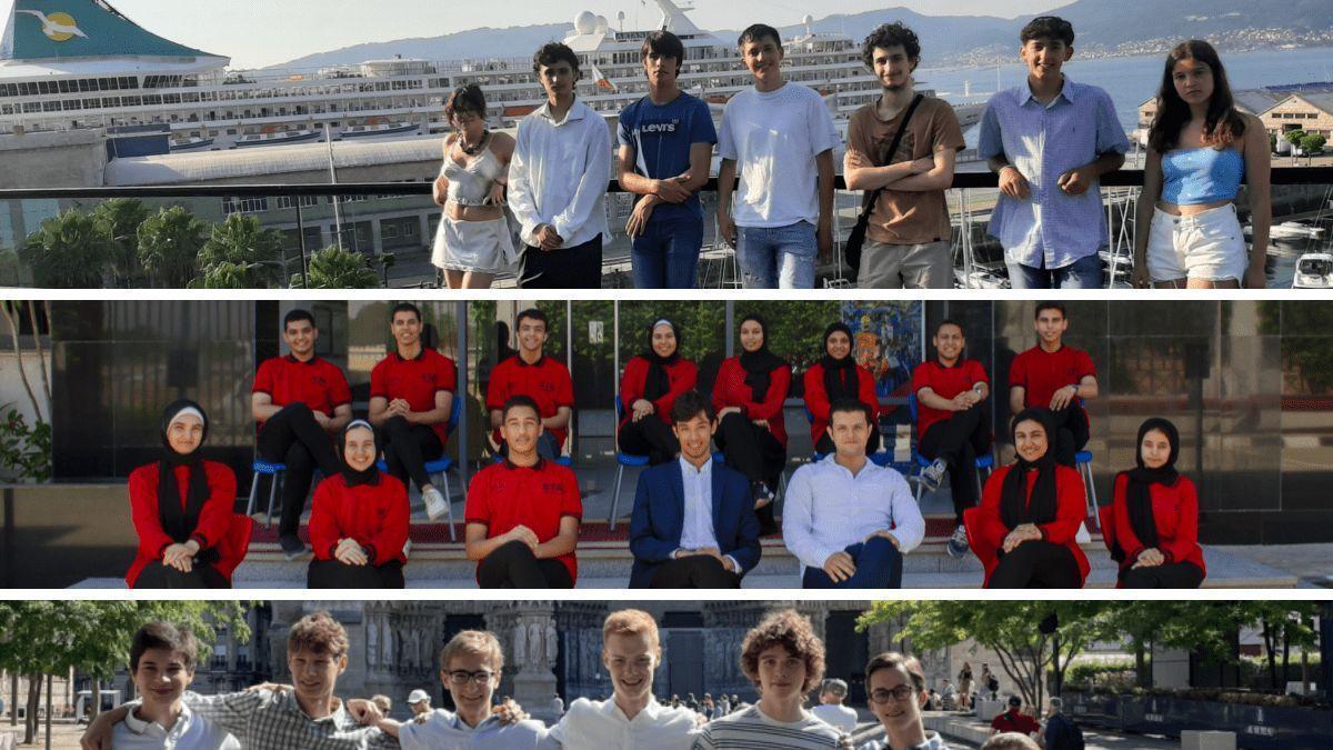 Los equipos ganadores. En la parte superior, los estudiantes del Club de Física Enrico Fermi de Vigo.