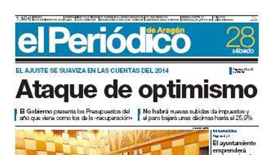 “Ataque de optimismo”, en la portada de EL PERIÓDICO DE ARAGÓN