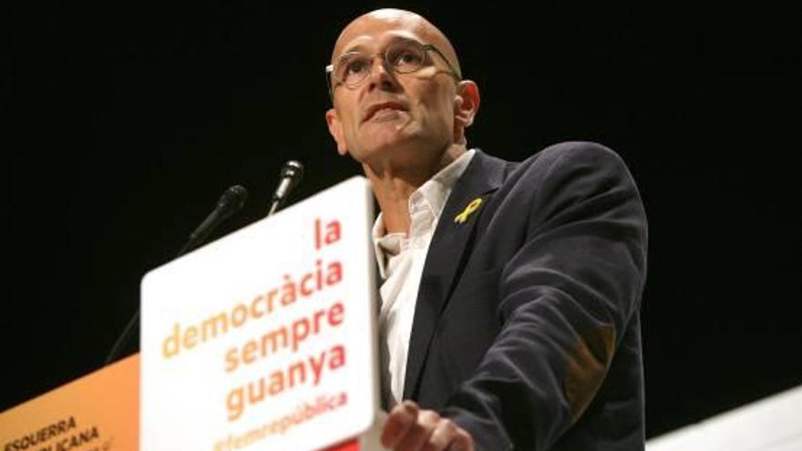 Raül Romeva, durant l&#039;acte electoral celebrat ahir a Valls