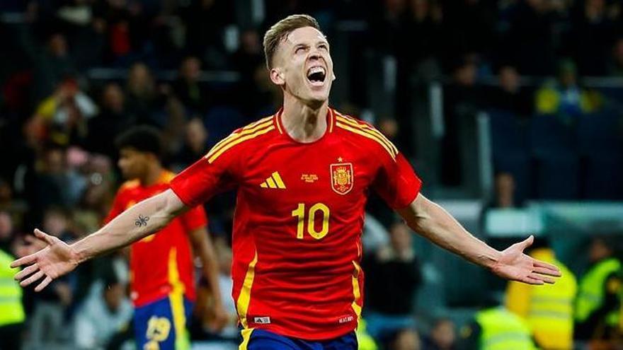 Dani Olmo celebra un gol contra Brasil