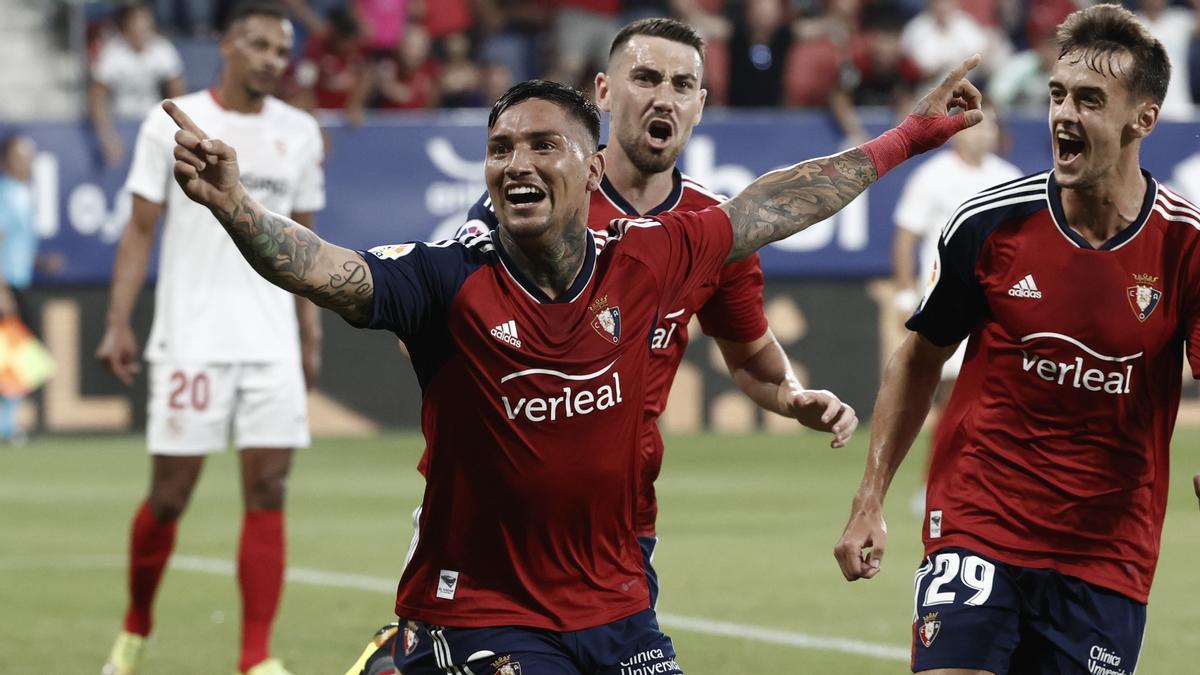Chimy celebra un gol ante el Sevilla en la Copa. 