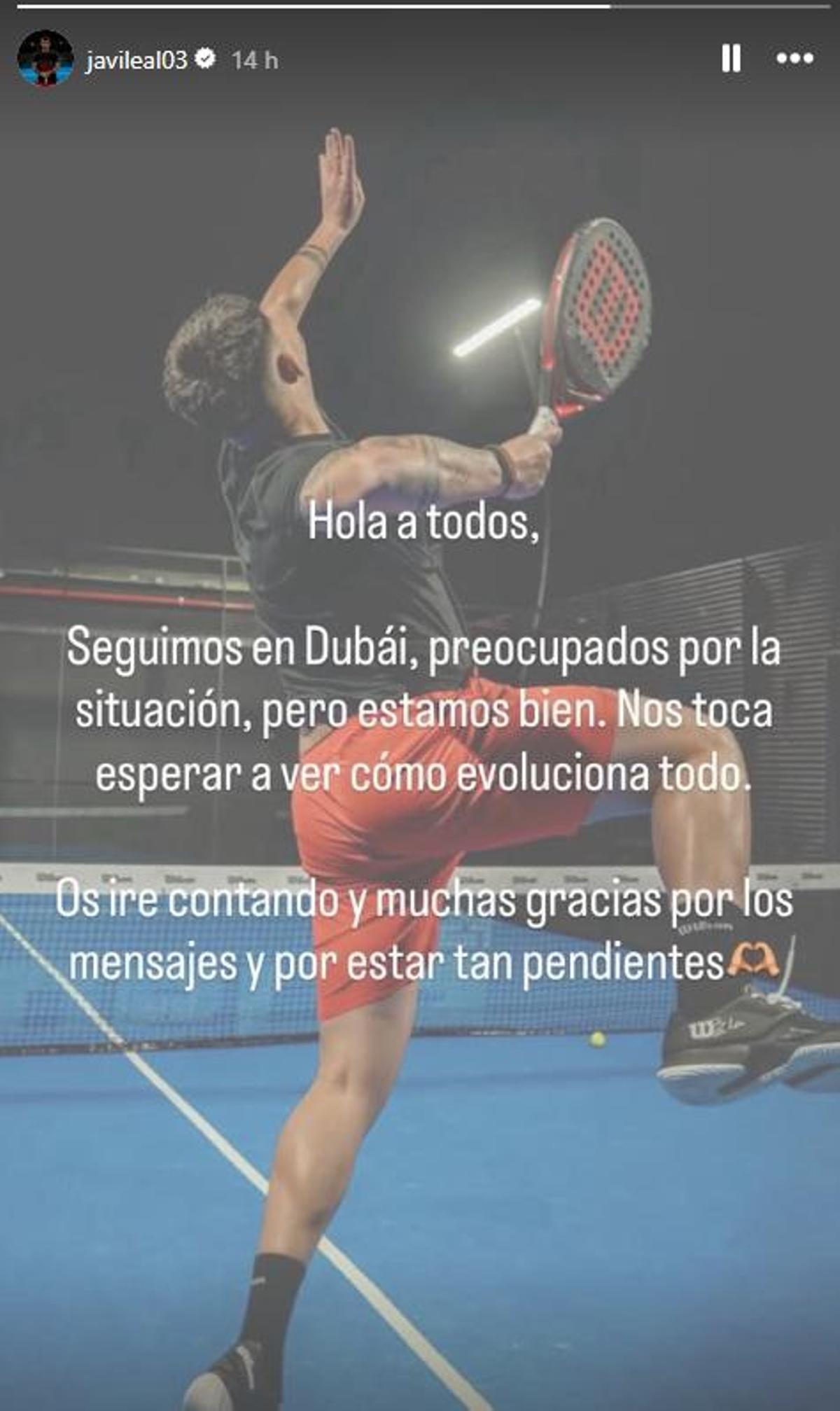 El mensaje de Javi Leal desde Dubai