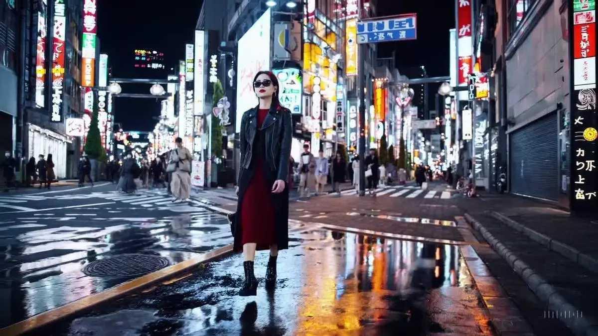 Una noia passeja pels carrers de Tòquio en un vídeo generat per la IA de Sora.