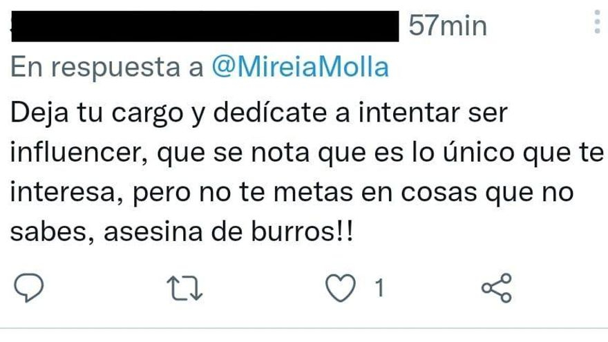 Publicación en Twitter en respuesta a Frank Cuesta.