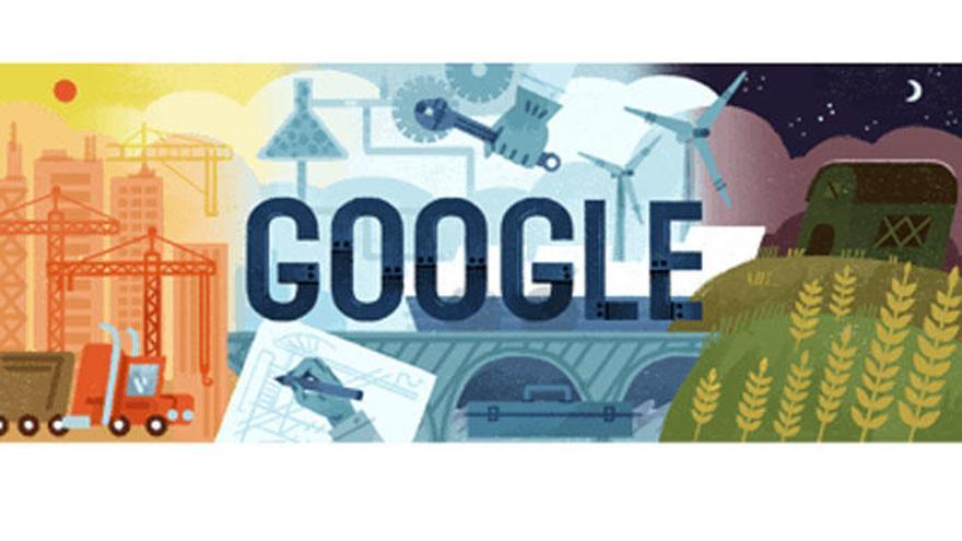 El doodle de Google celebra el Día del trabajo.