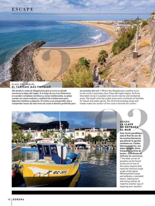 Reportaje turístico sobre Gran Canaria en la revista de Air Europa